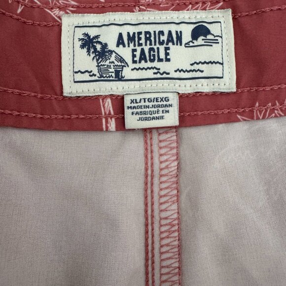 American Eagle Pink Palm Tree Swim Trunks - Picture 2 of 4